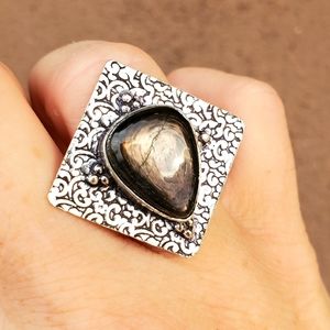 New Amazing Hypersthene Silver Ring.